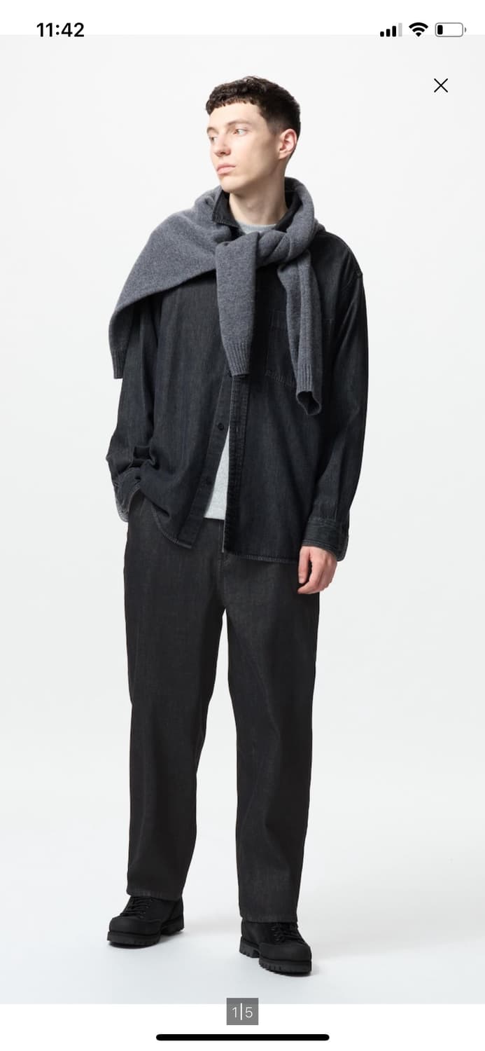 유니클로 와이드 테이퍼드진 XL 데님 흑 청바지 단종제품 상품이미지9