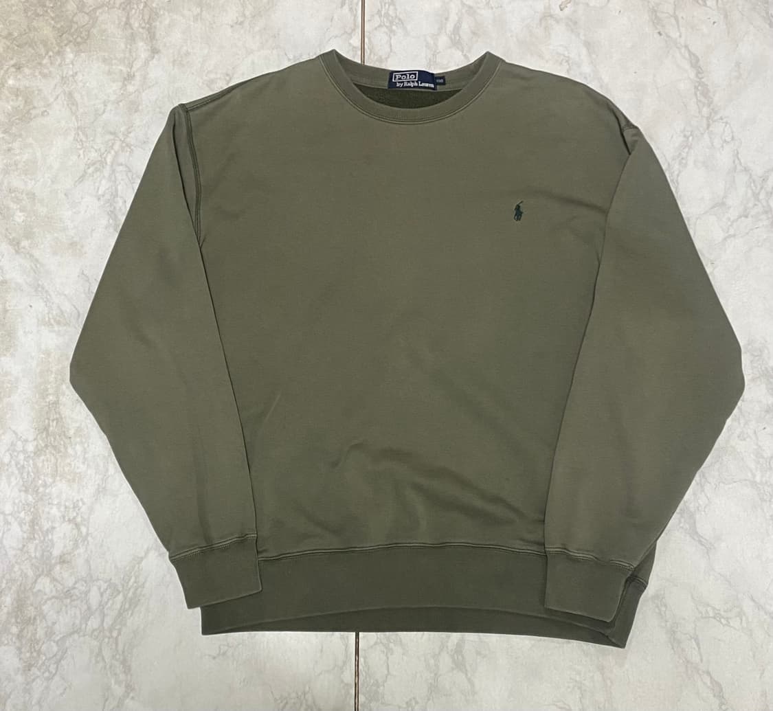 폴로 올리브 카키 빈티지 맨투맨티 오버핏 105~110 상품이미지1