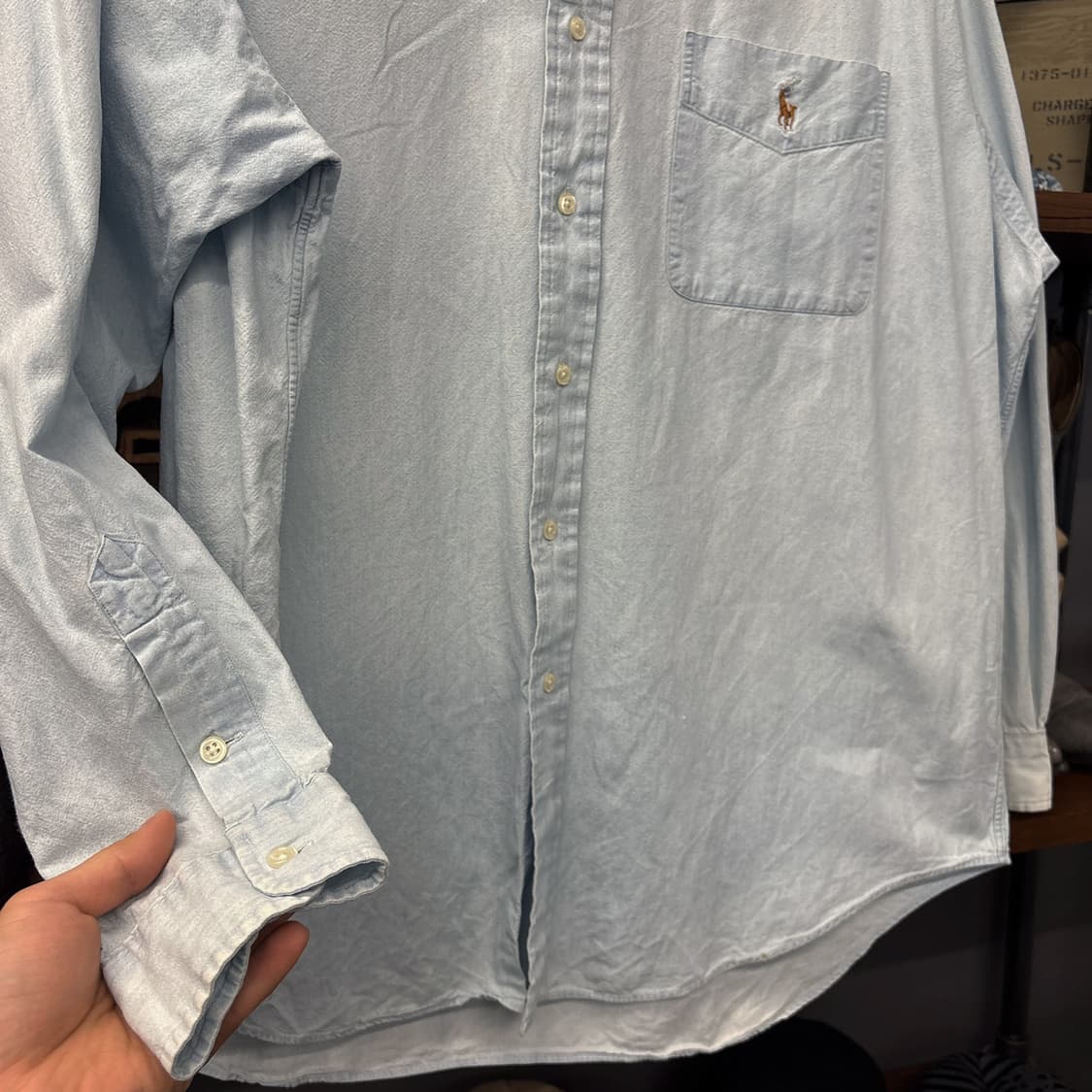 90s 폴로 랄프로렌 Big Shirt 라인 샴브레이 셔츠  N1008 상품이미지4