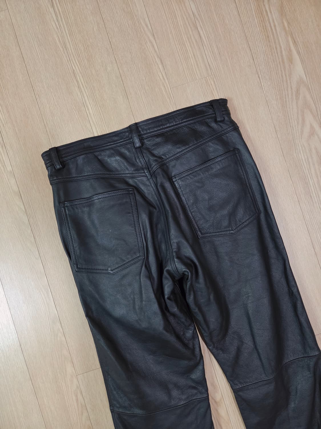 MTD 블랙 램스킨 레더 스트레이트 팬츠 상품이미지5