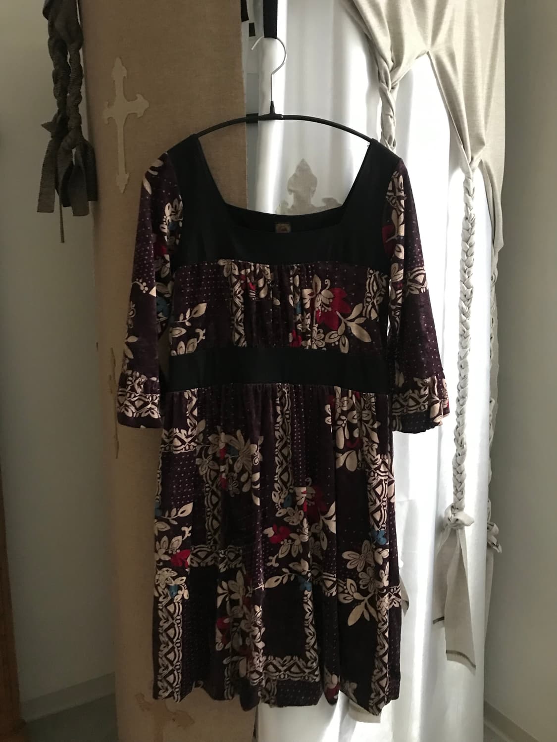 vintage velvet pattern one-piece 상품이미지5