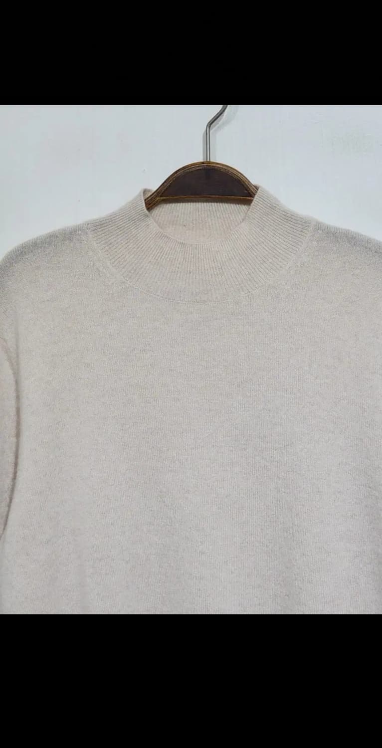 (L) 반목 캐시미어 니트 무지 반폴라 스웨터  상품이미지2