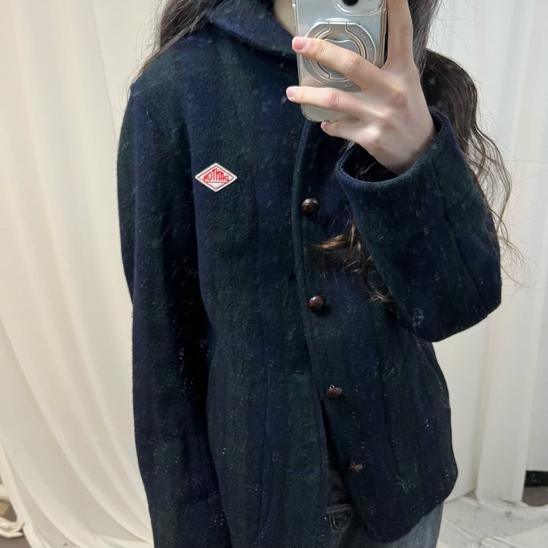 Danton Green Check Wool Short Coat 상품이미지3