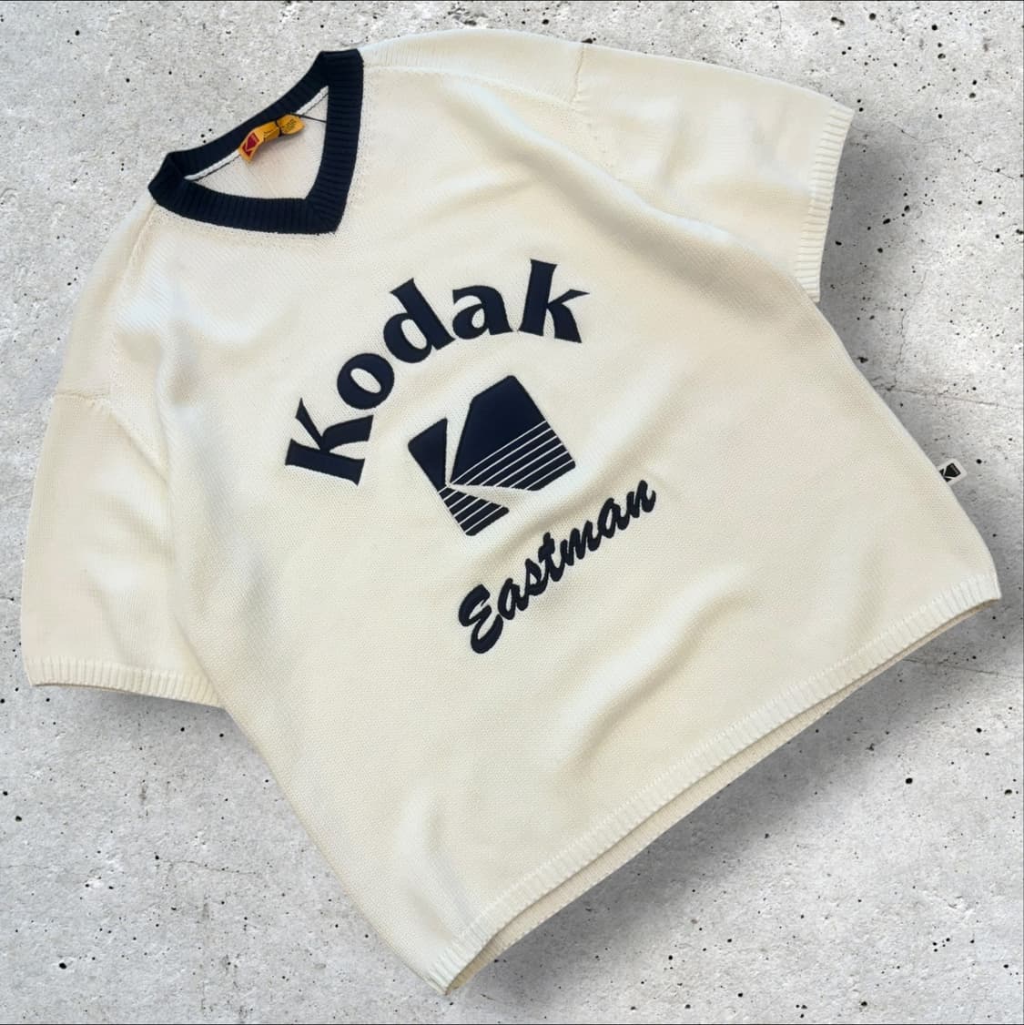 [M] 코닥 Eastman 반팔 니트 스웨터 아이보리 화이트 D865 상품이미지1