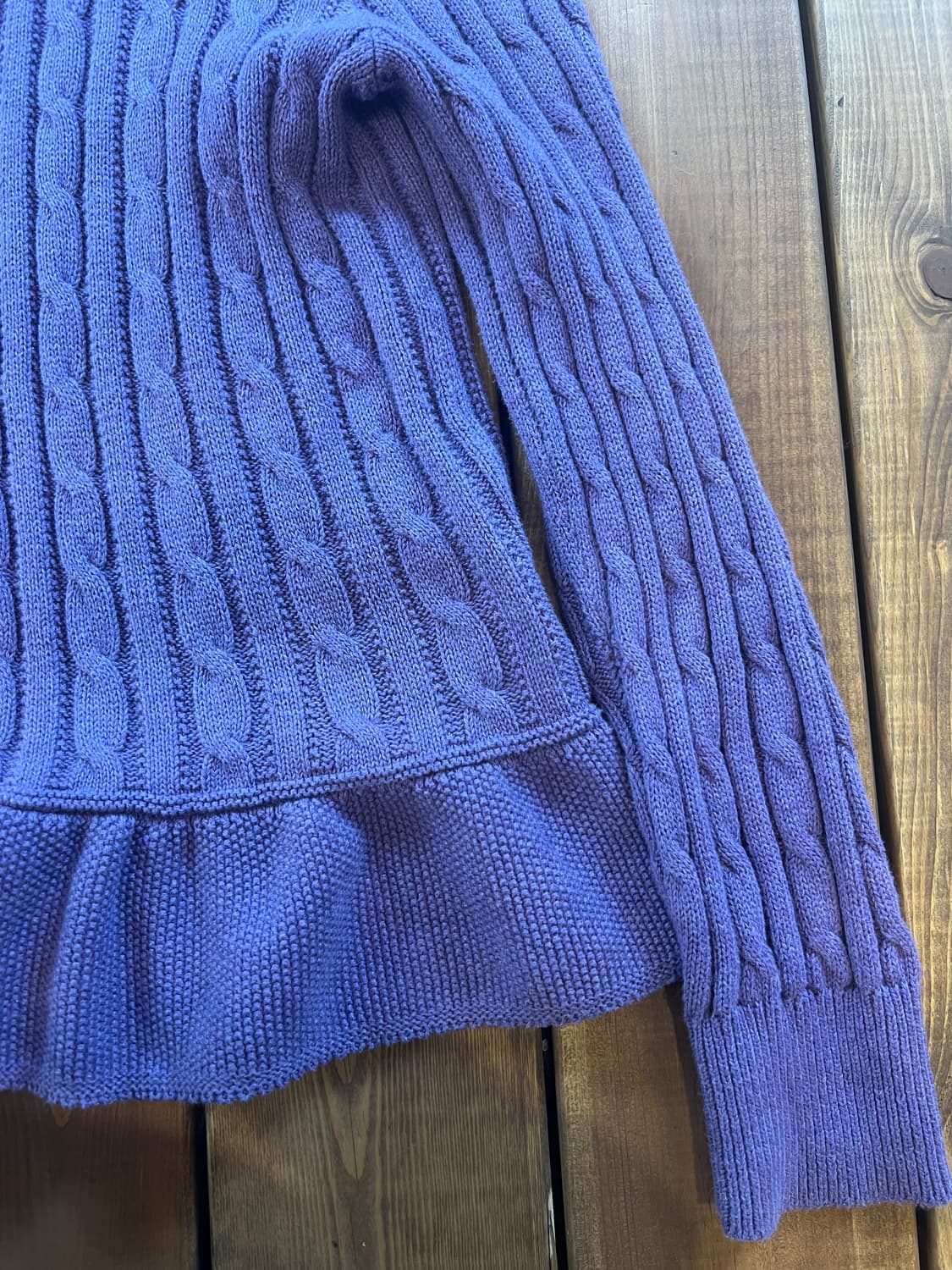 폴로 퍼플 꽈배기 프릴 니트 가디건 상품이미지7