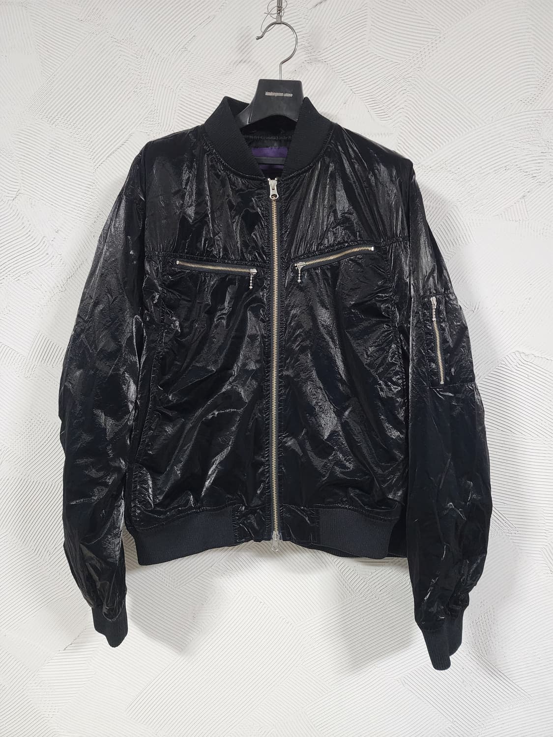 비슬로우 블랙 광택 봄버 자켓 상품이미지2