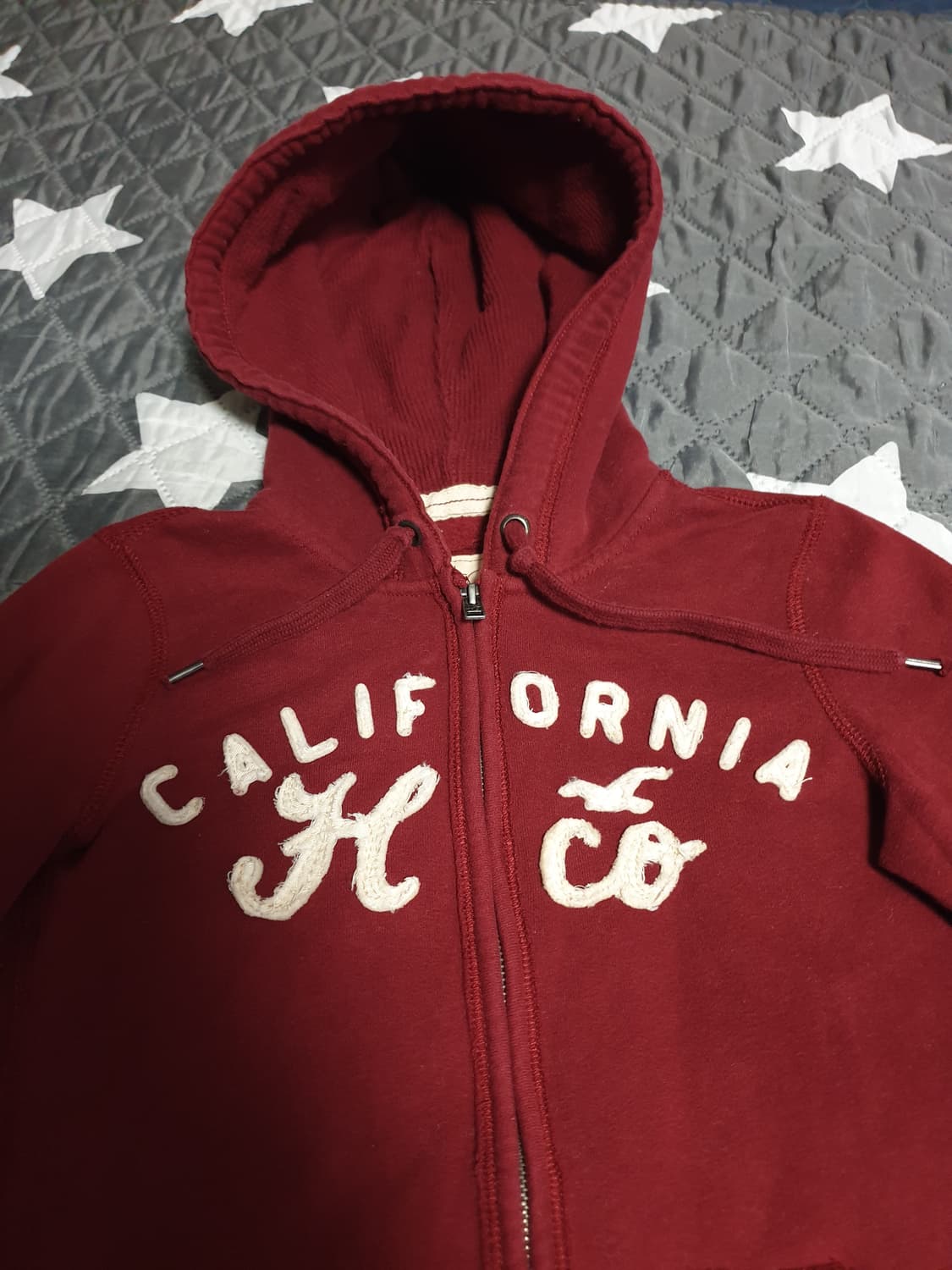 홀리스터 빈티지 캘리포니아 기모 후드집업 버건디 (XS) 상품이미지2