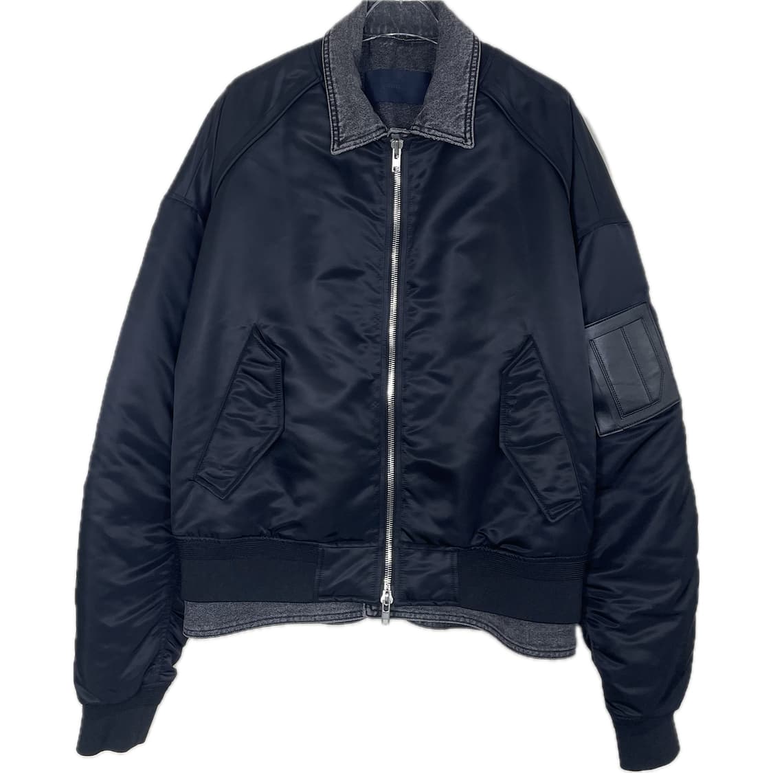 [46] 준지 흑청 데님 트러커 레이어드 MA-1 항공 점퍼 상품이미지2