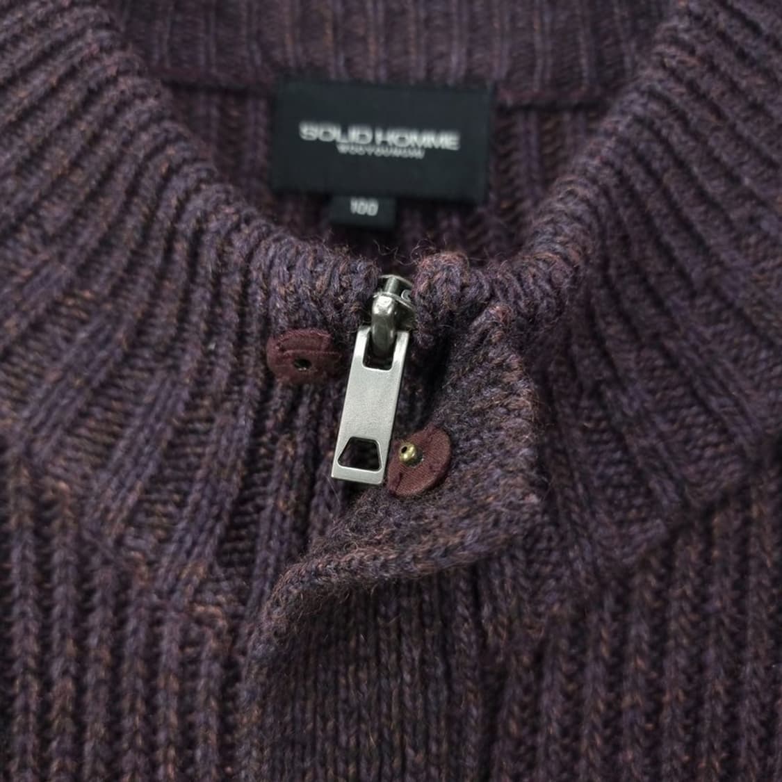 [솔리드 옴므] 우영미 엘보우 패치 니트 집업 가디건 챠콜 P01449 상품이미지6