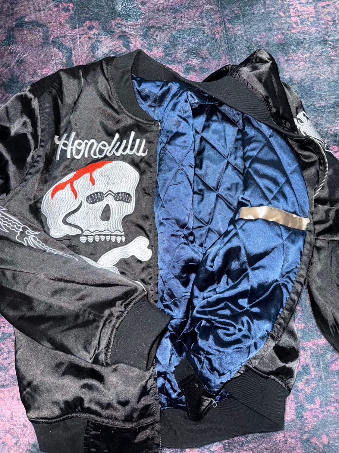 펑키 해골 자수 붐버자켓 상품이미지5