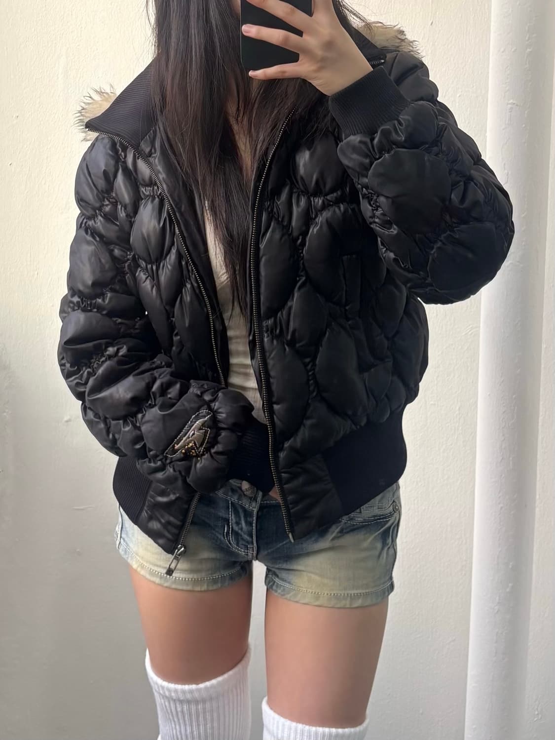 Airwalk Black Fur Hood Padded Jacket 상품이미지4
