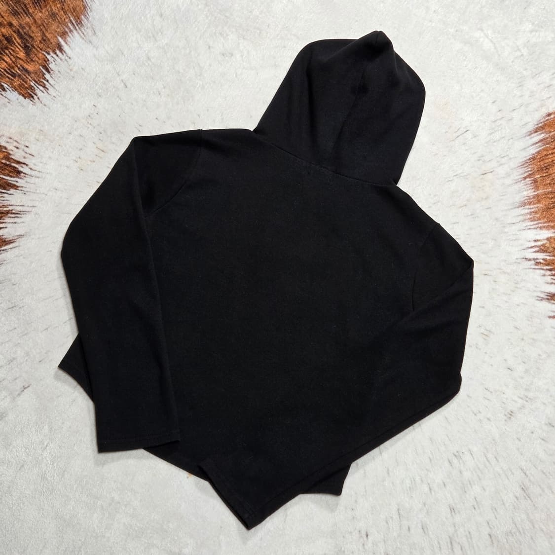 블랙 버튼 절개 라인 슬림핏 걸스 후드티 상품이미지4