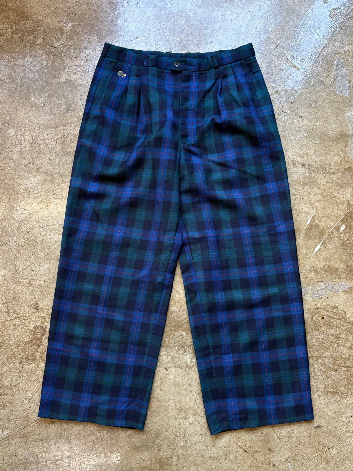 80s 슈미즈 라코스테 투턱 울 체크 슬랙스 상품이미지1