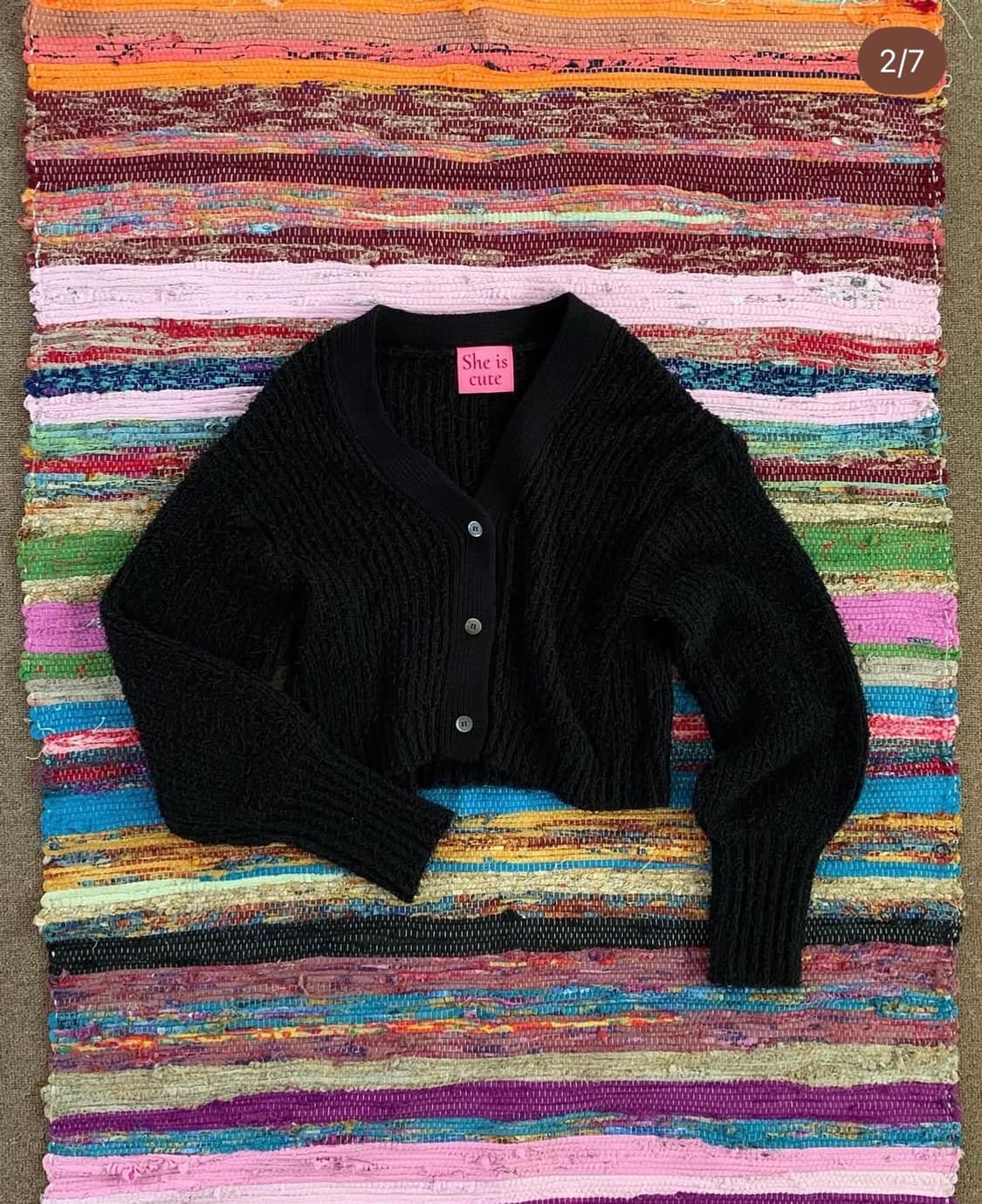 쉬이즈큐트 플러피 가디건 블랙 상품이미지1