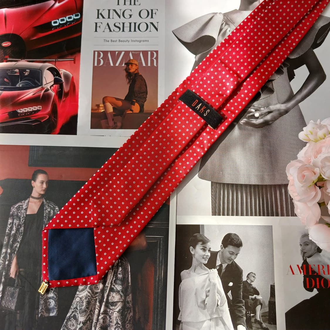 DAKS 닥스 실크 레드 도트 패턴 넥타이 8cm A+등급 A19868 상품이미지5
