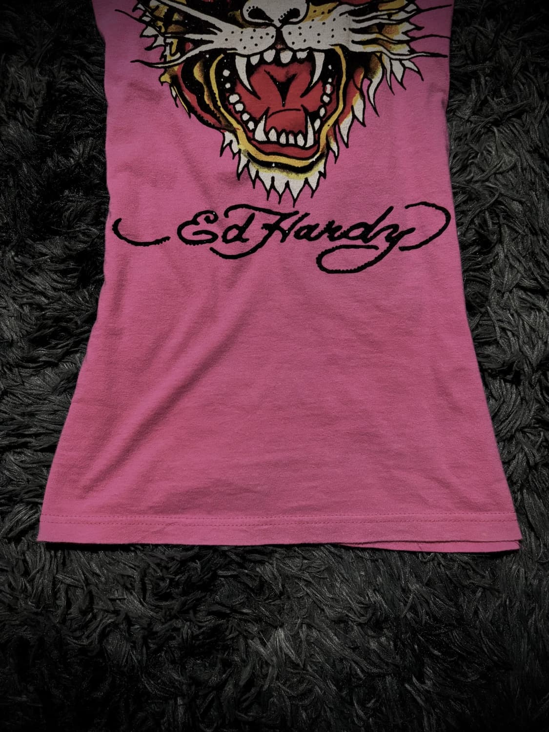Ed Hardy 타이거 큐빅 레터링 핑크 반팔 티셔츠 상품이미지4