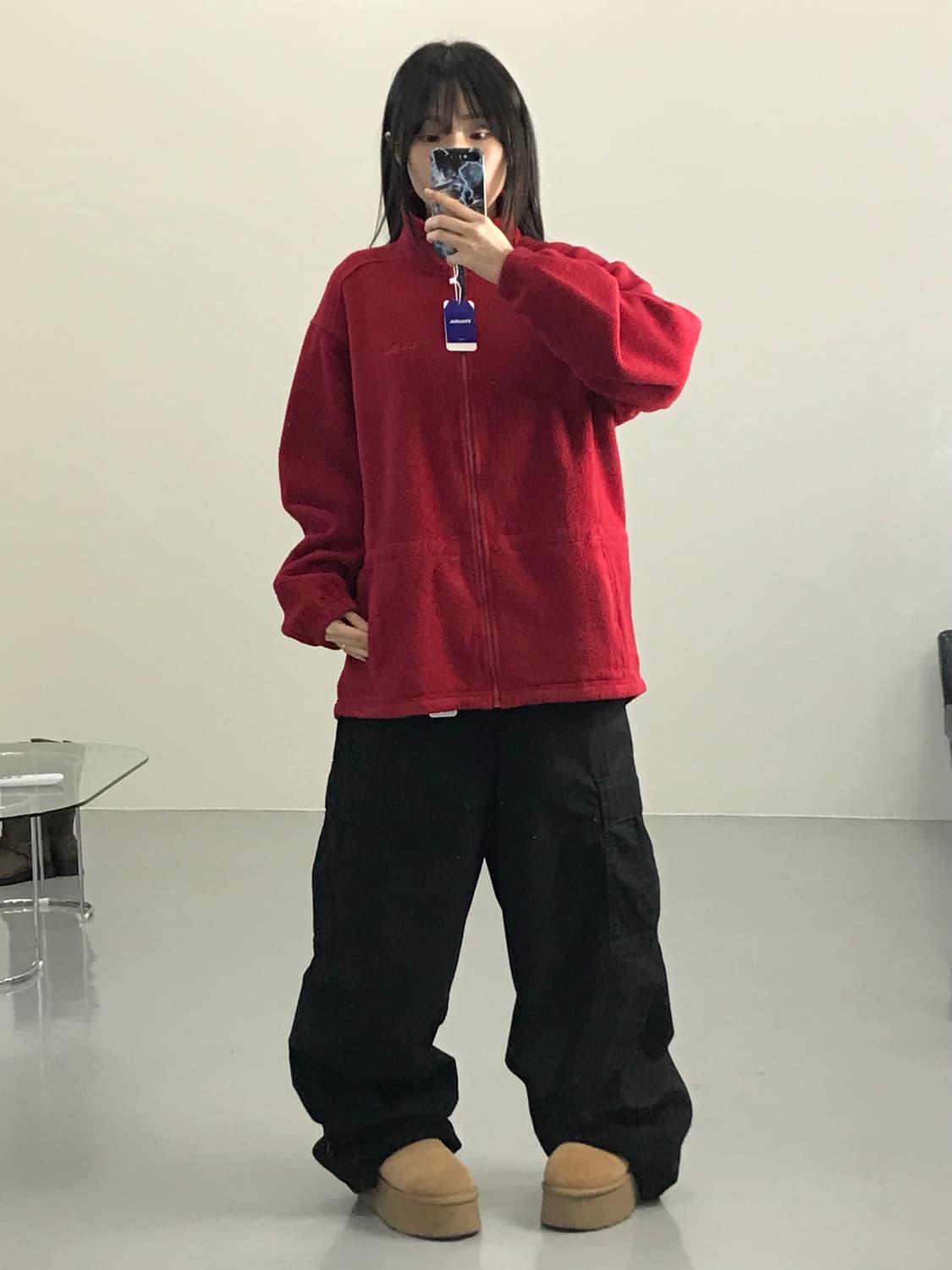 미국제 엘엘빈 레드 집업플리스 상품이미지2