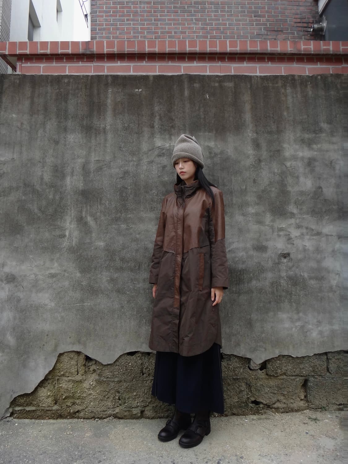 Bambi leather mix jacket / brown 상품이미지8