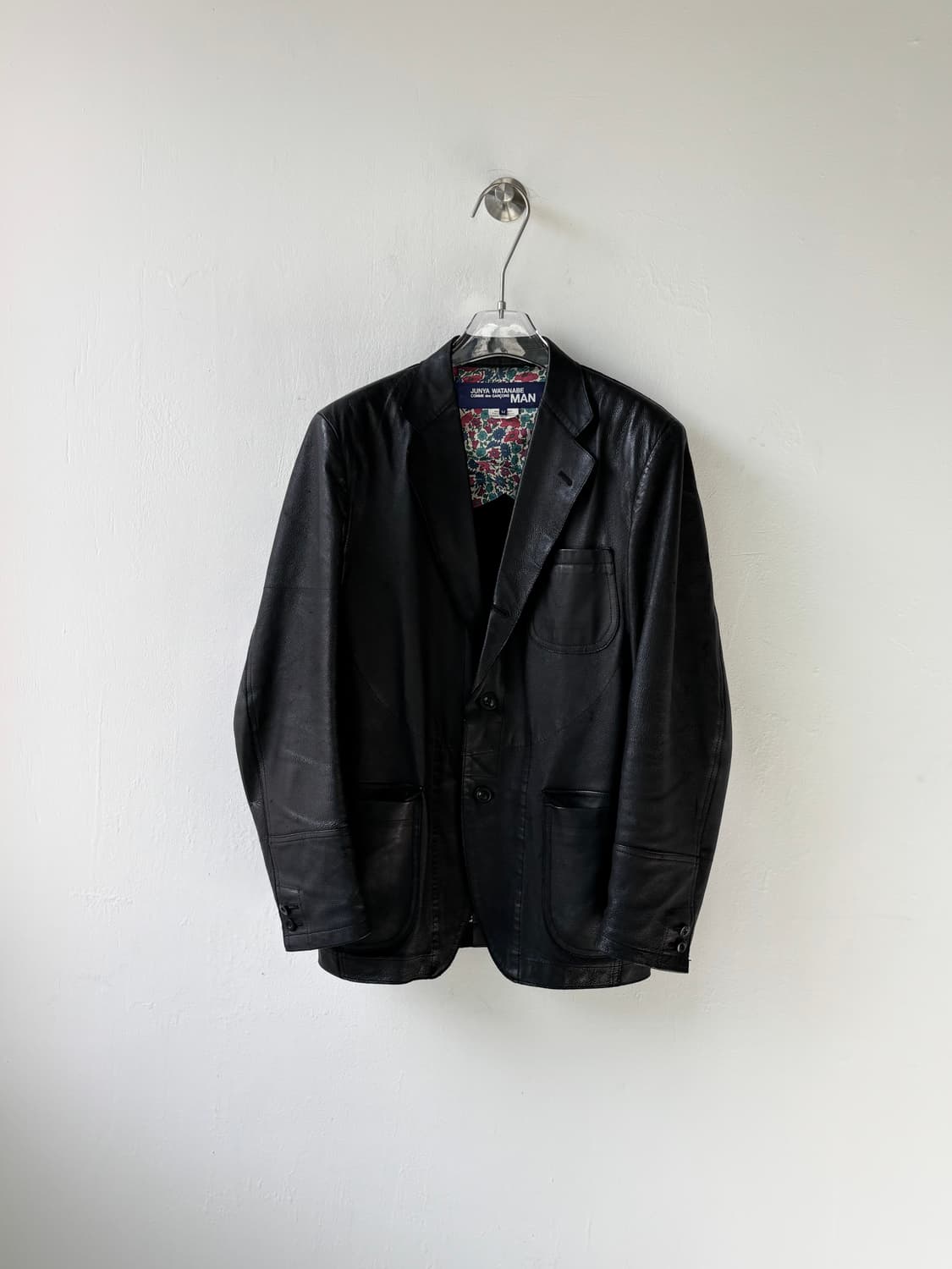 준야와타나베 하이넥 레더 블레이저 상품이미지2