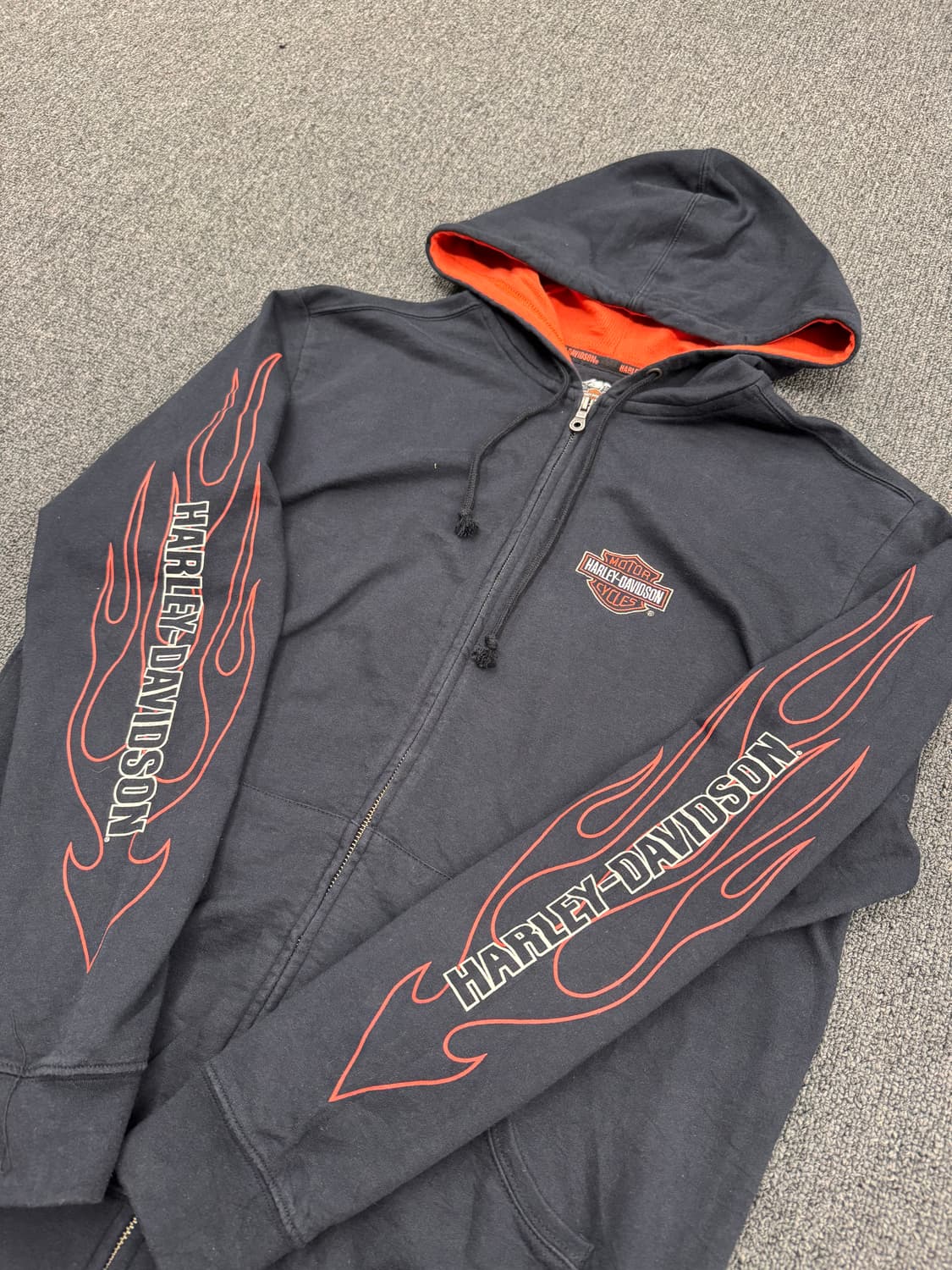 할리데이비슨 불꽃 플레임 등판 자수 후드집업 상품이미지2