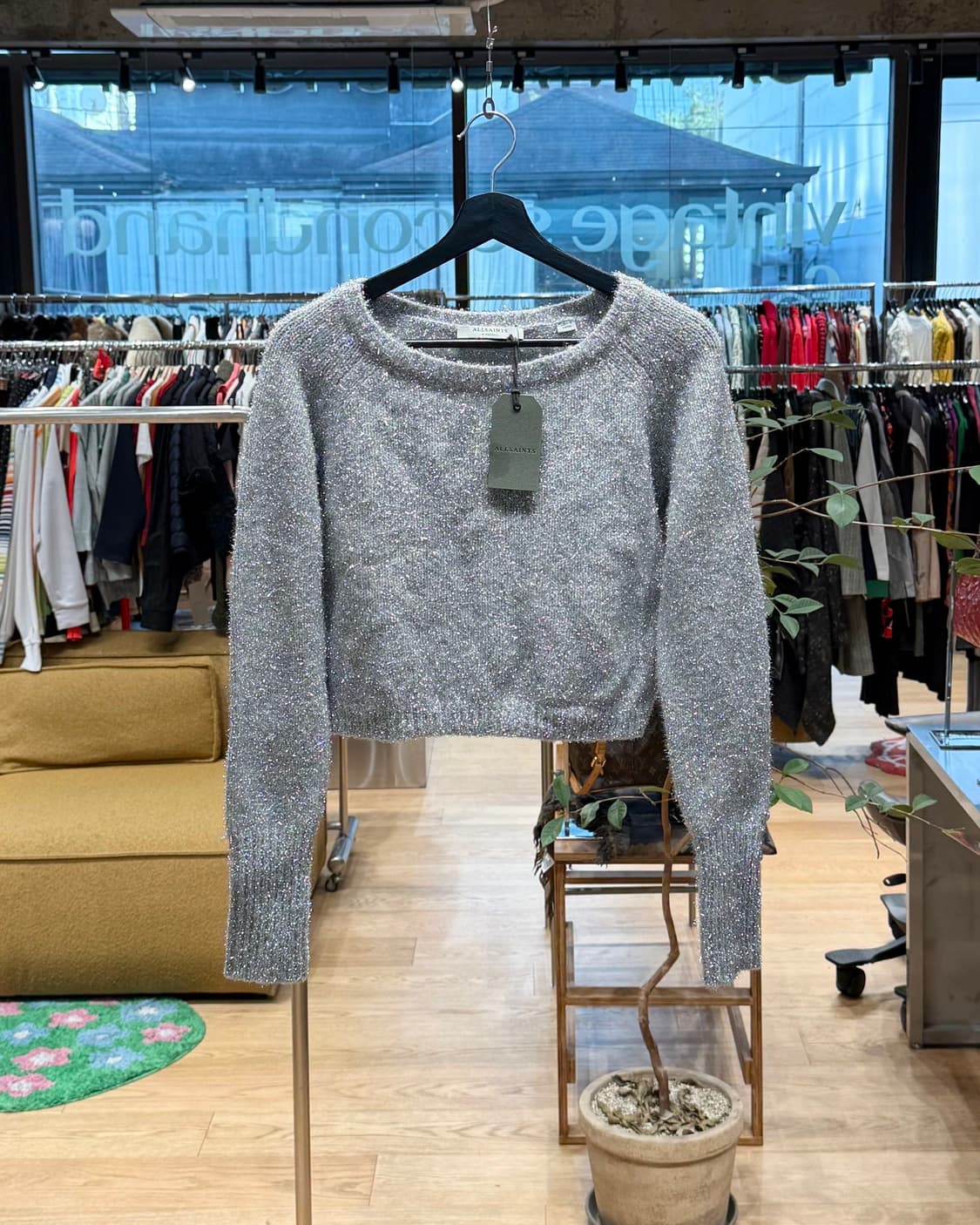 올세인츠 실버 로제타 틴셀 크롭 니트 상품이미지1