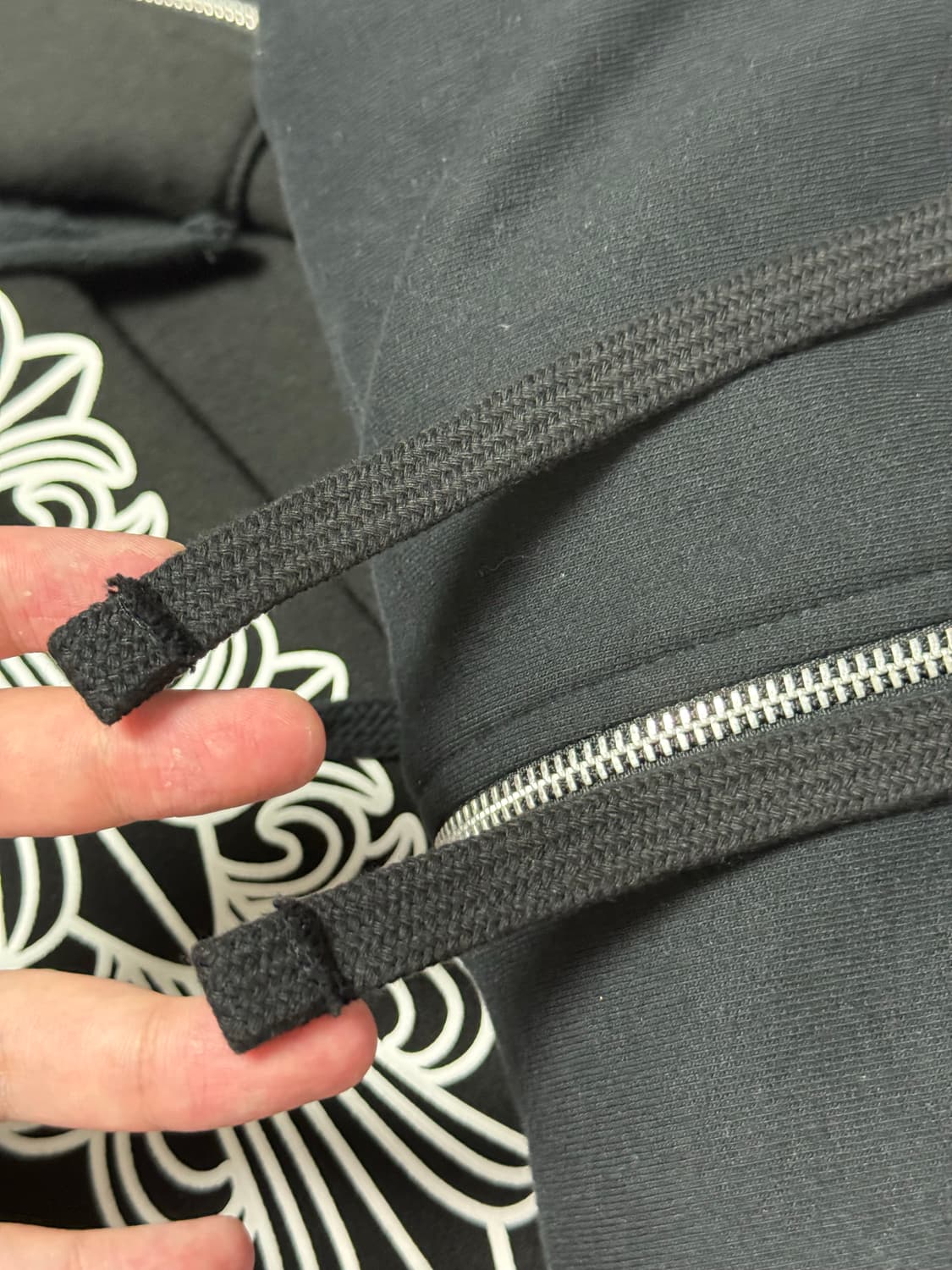 크롬하츠 버티컬 롱 플리스 집업 후드 블랙 L사이즈 시착만한 새상품 상품이미지6