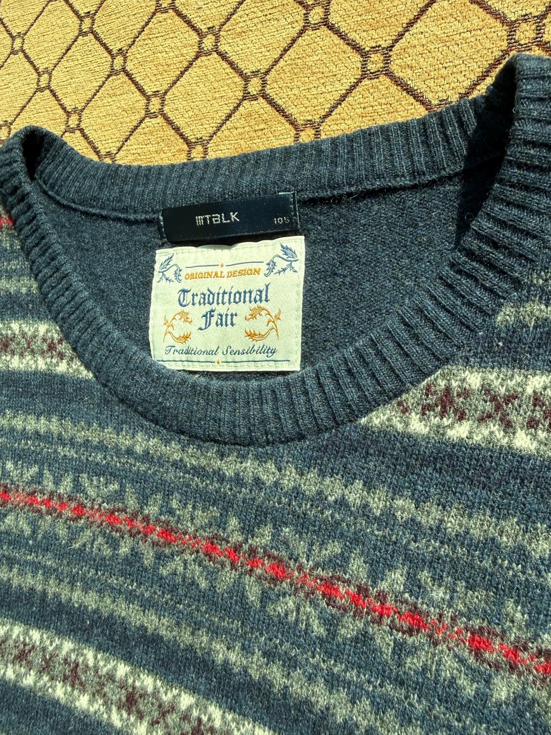 네이비 아가일 엘보우 패치 니트 상품이미지3