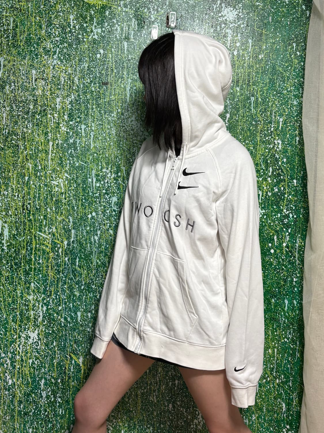 나이키 더블스우시 화이트 후드집업 S 상품이미지3