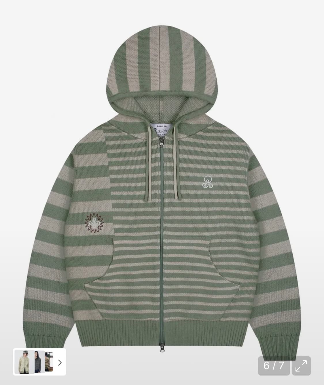 언발란스 스트라이프 니트 후드 집업 상품이미지2