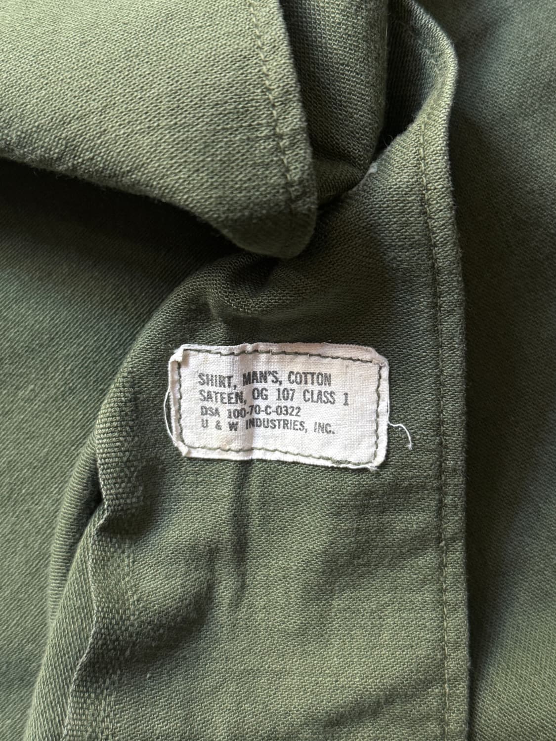 [S]70's 오리지널 U.S ARMY OG-107 밀리터리 셔츠 상품이미지5