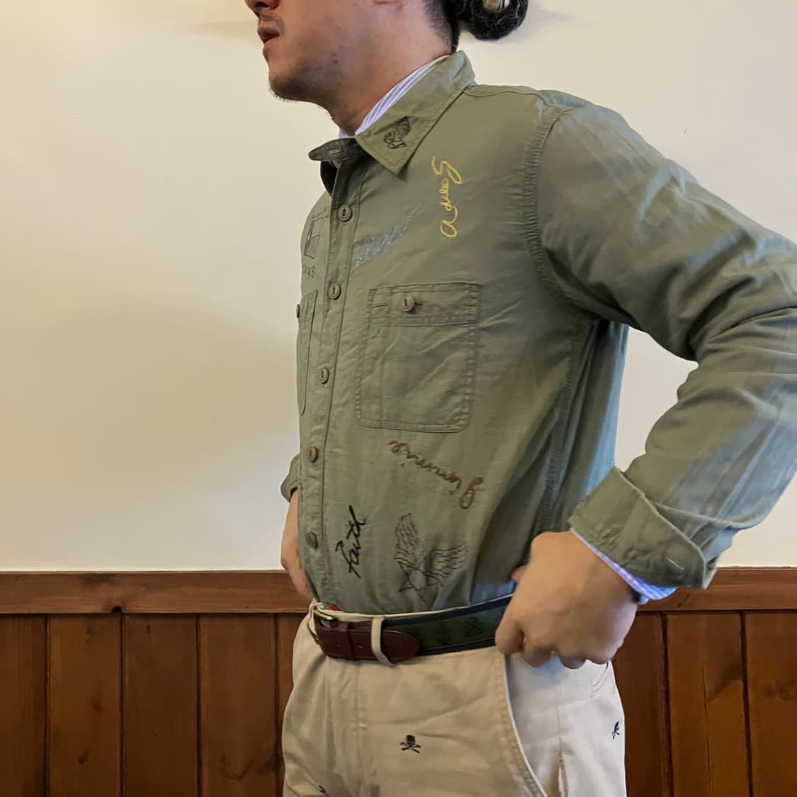 아비렉스 핸드스케치 코튼/린넨 셔츠 L 상품이미지9