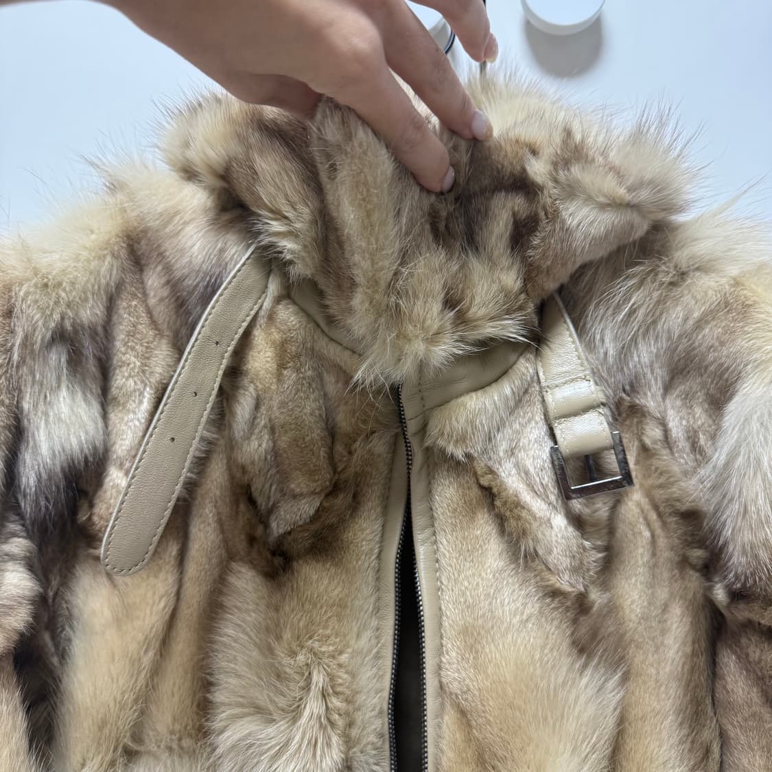 Aniveef 양가죽/여우털 100 % 모피 퍼 가죽자켓 갸루 Y2k 상품이미지2