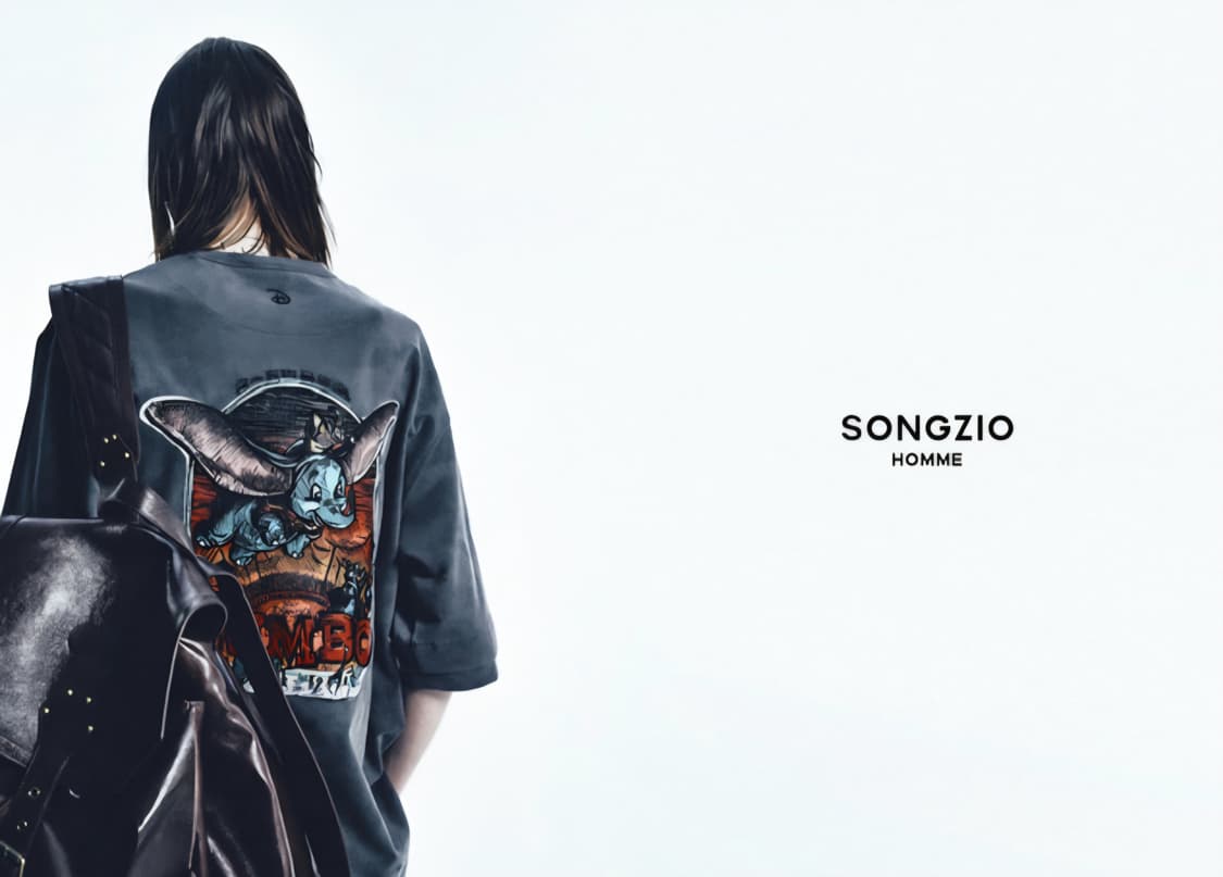 송지오 디즈니 덤보 자수 워싱 티셔츠 그레이 48 상품이미지2