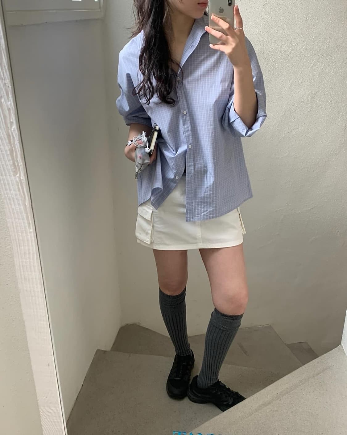 타낫 로트 체크 셔츠 T/T Wrote check shirt (blue) 상품이미지5