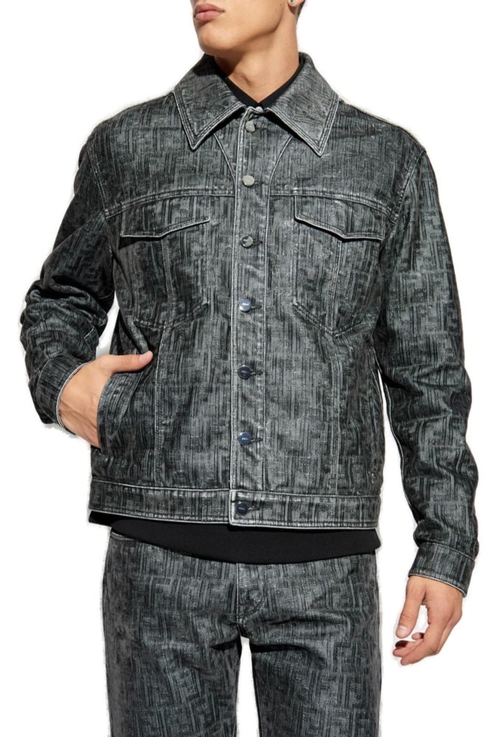 (S+ / 48) / 펜디 FF 자카드 블랙 데님 자켓 상품이미지6