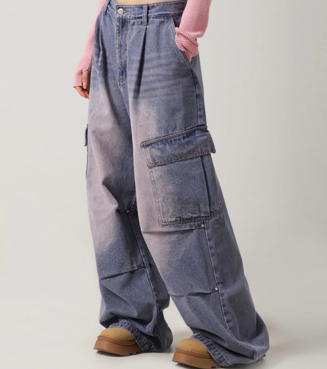 Side Big Cargo Pants CAMO VINTAGE PINK S 상품이미지1