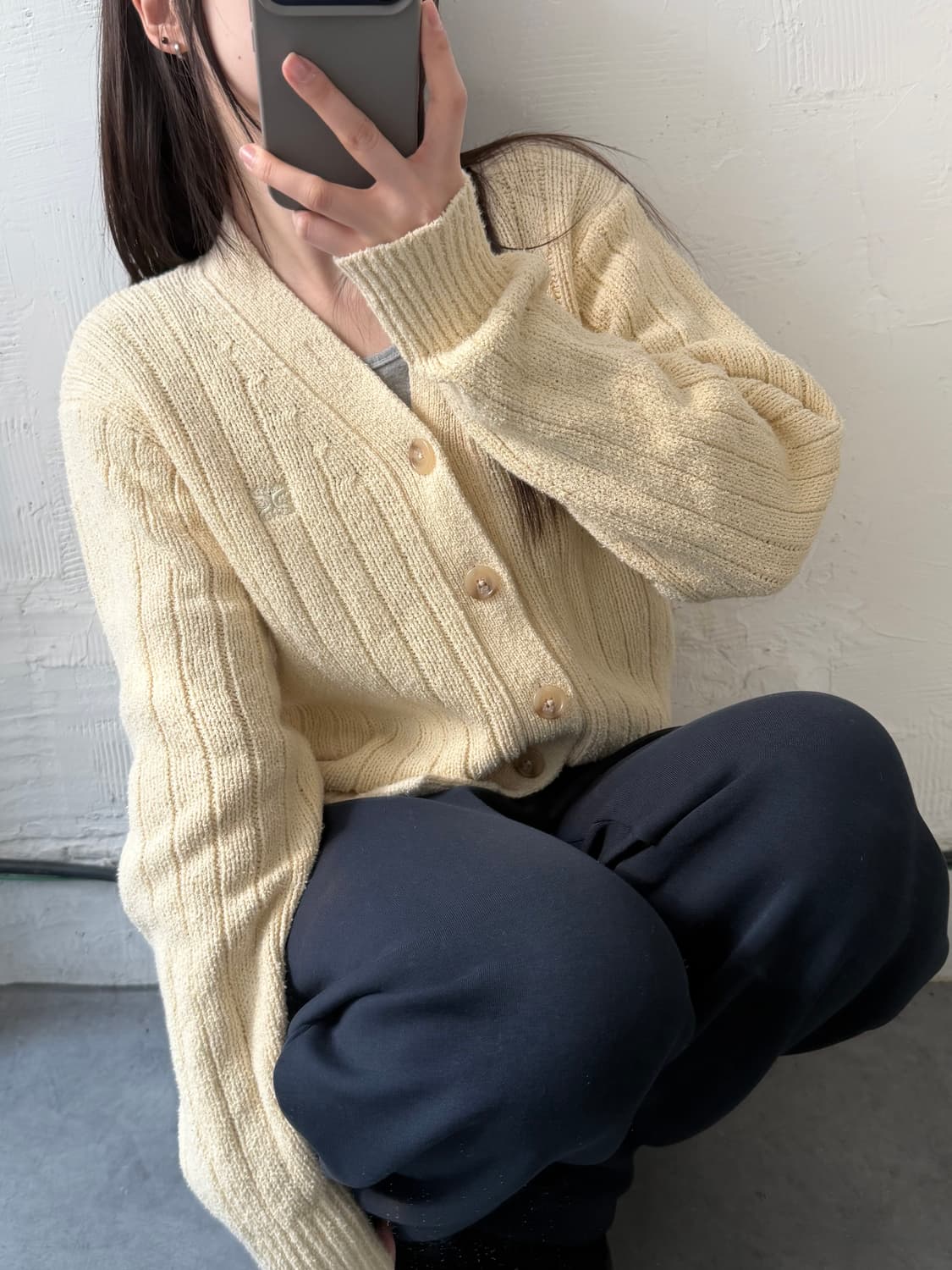 SATUR 새터 베이지 컬러 케이블 가디건 상품이미지2