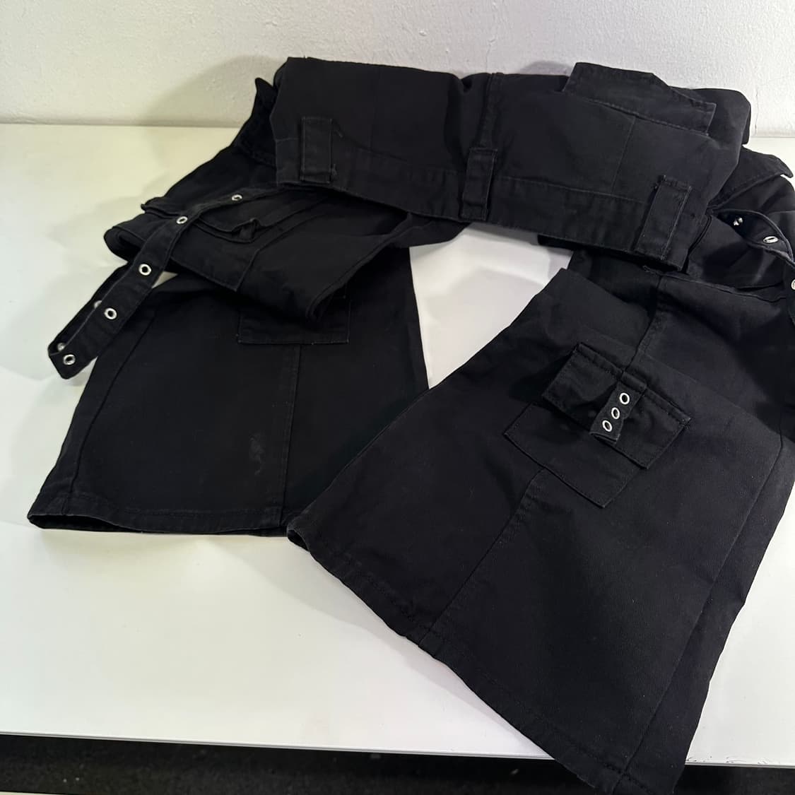 L-XL 빈티지 블랙 코튼 카고 부츠컷팬츠 상품이미지3