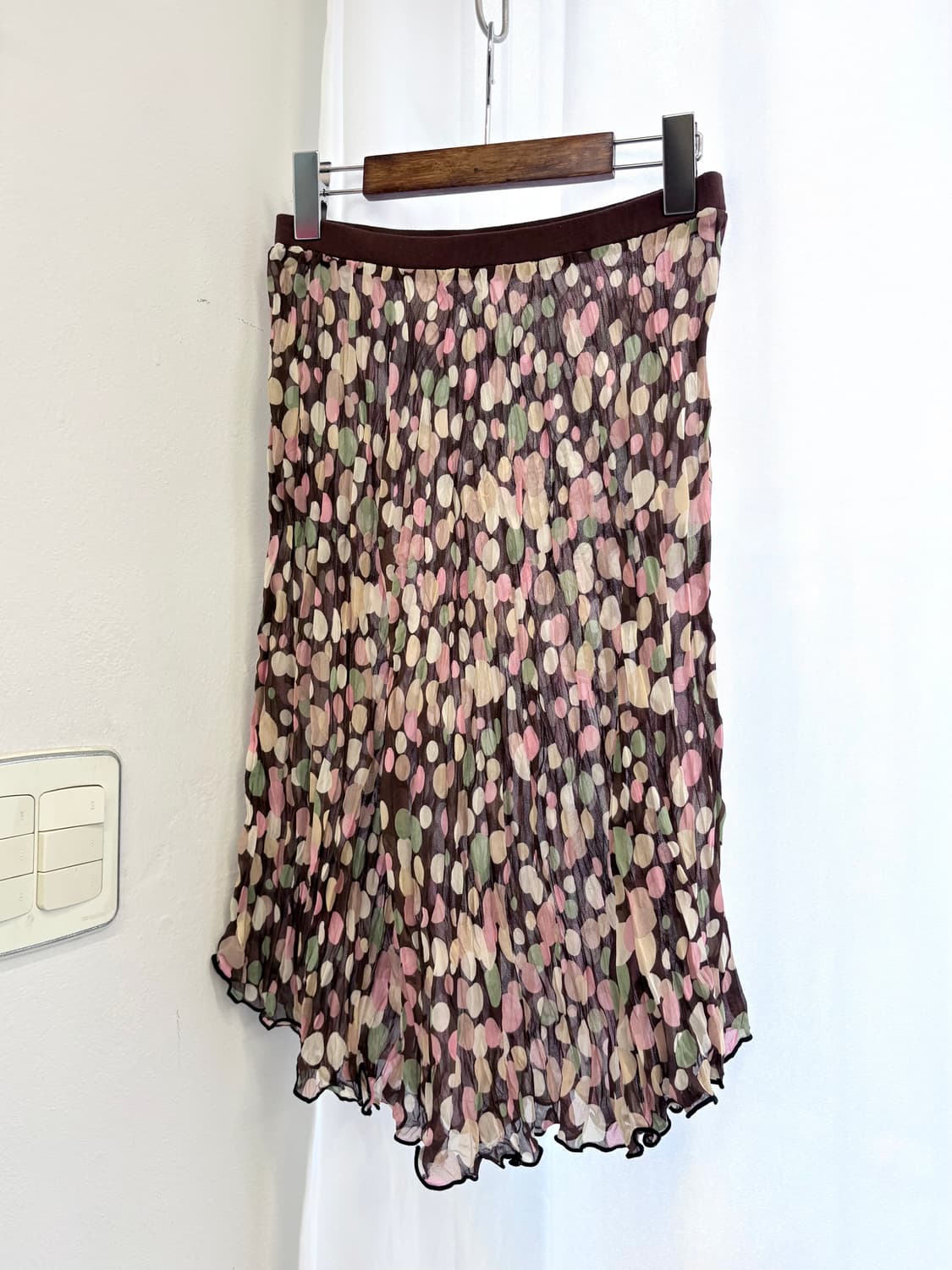 도트 레이어드 언발 시스루 미디 스커트  JPN 상품이미지1