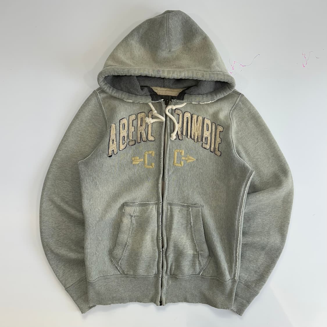 Abercrombie 아베크롬비 스펠아웃로고 그레이 후드집업 상품이미지3