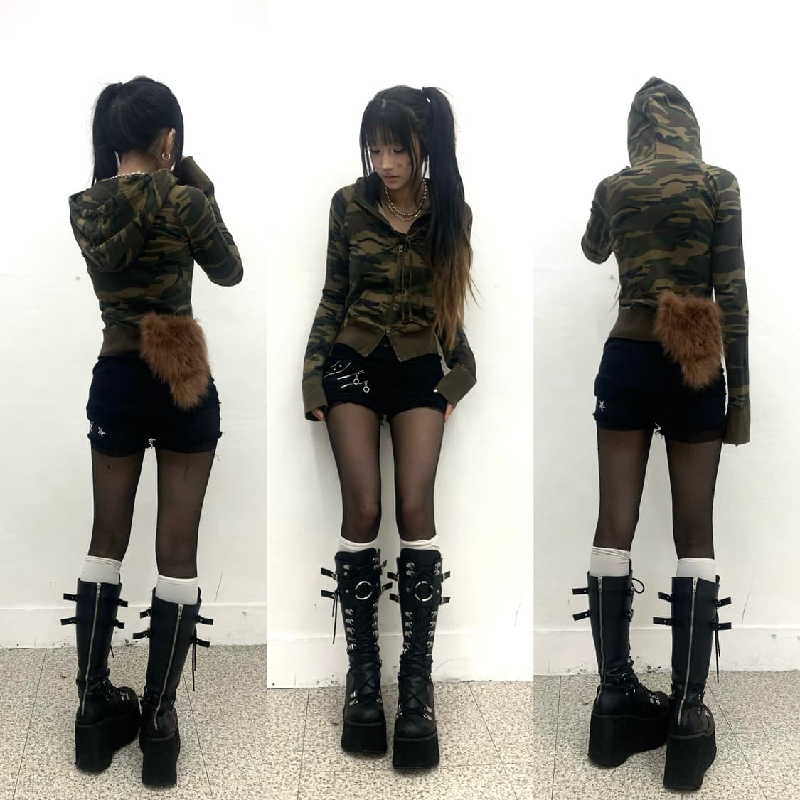 G.O.A 00s fur slim fit camo hoodie 상품이미지1