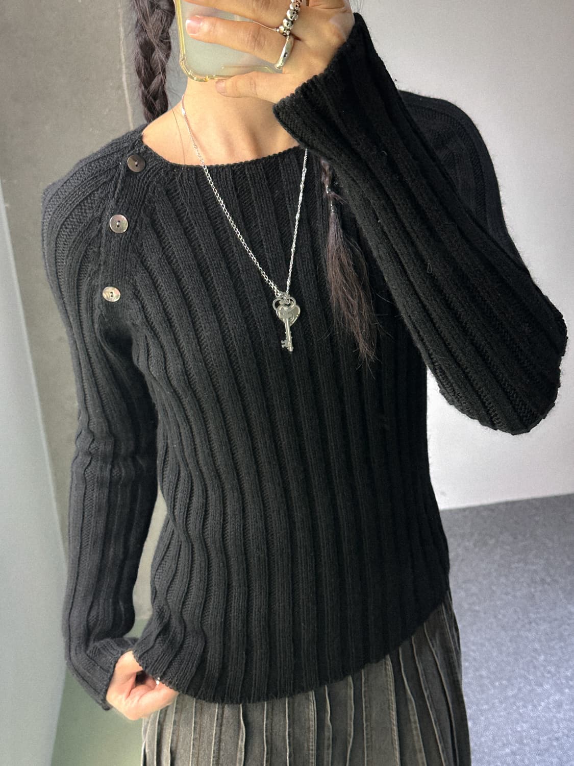 tomorrowland tricot ribbed buttons knit 상품이미지3