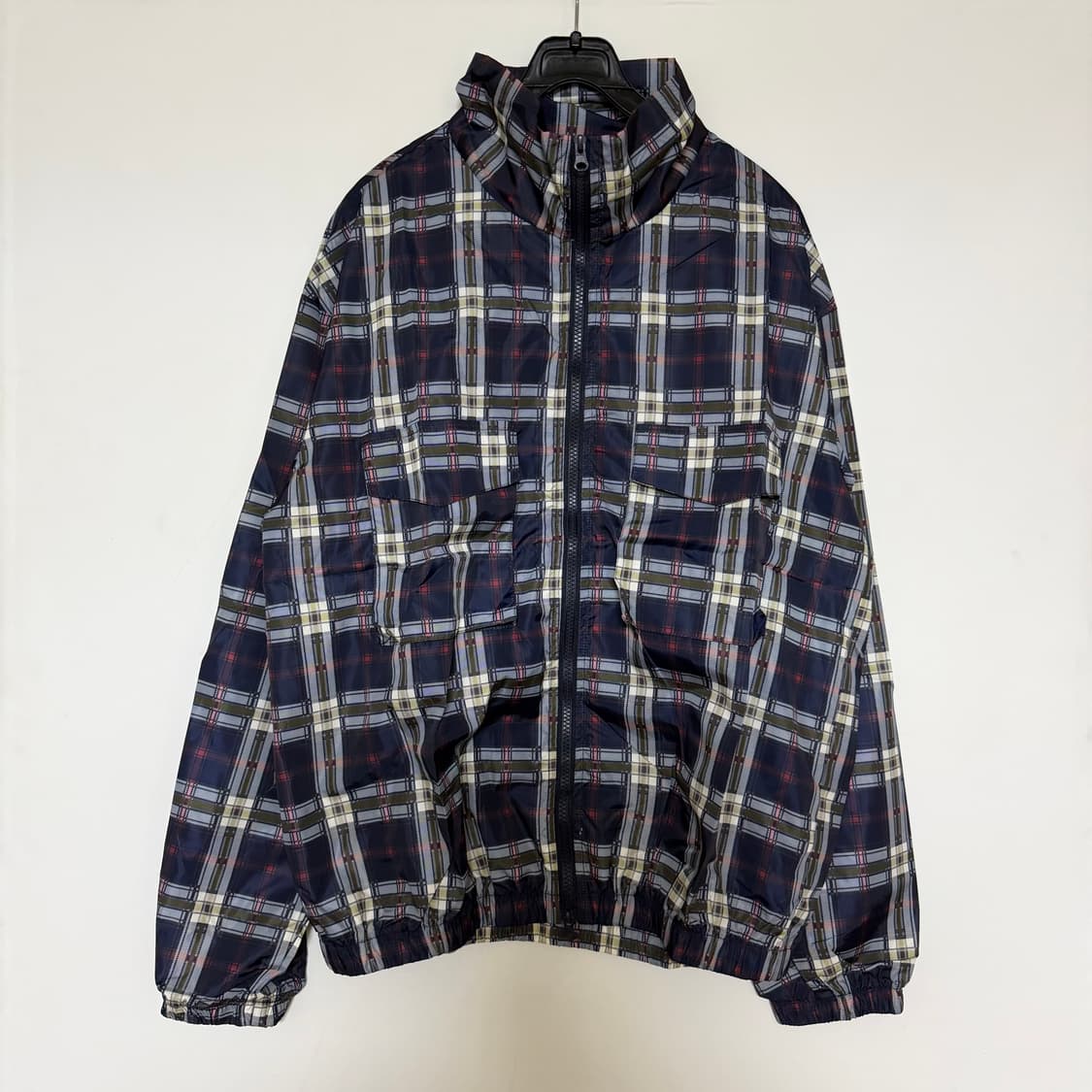 새상품 남자 체크 바람막이 (네이비) 상품이미지1