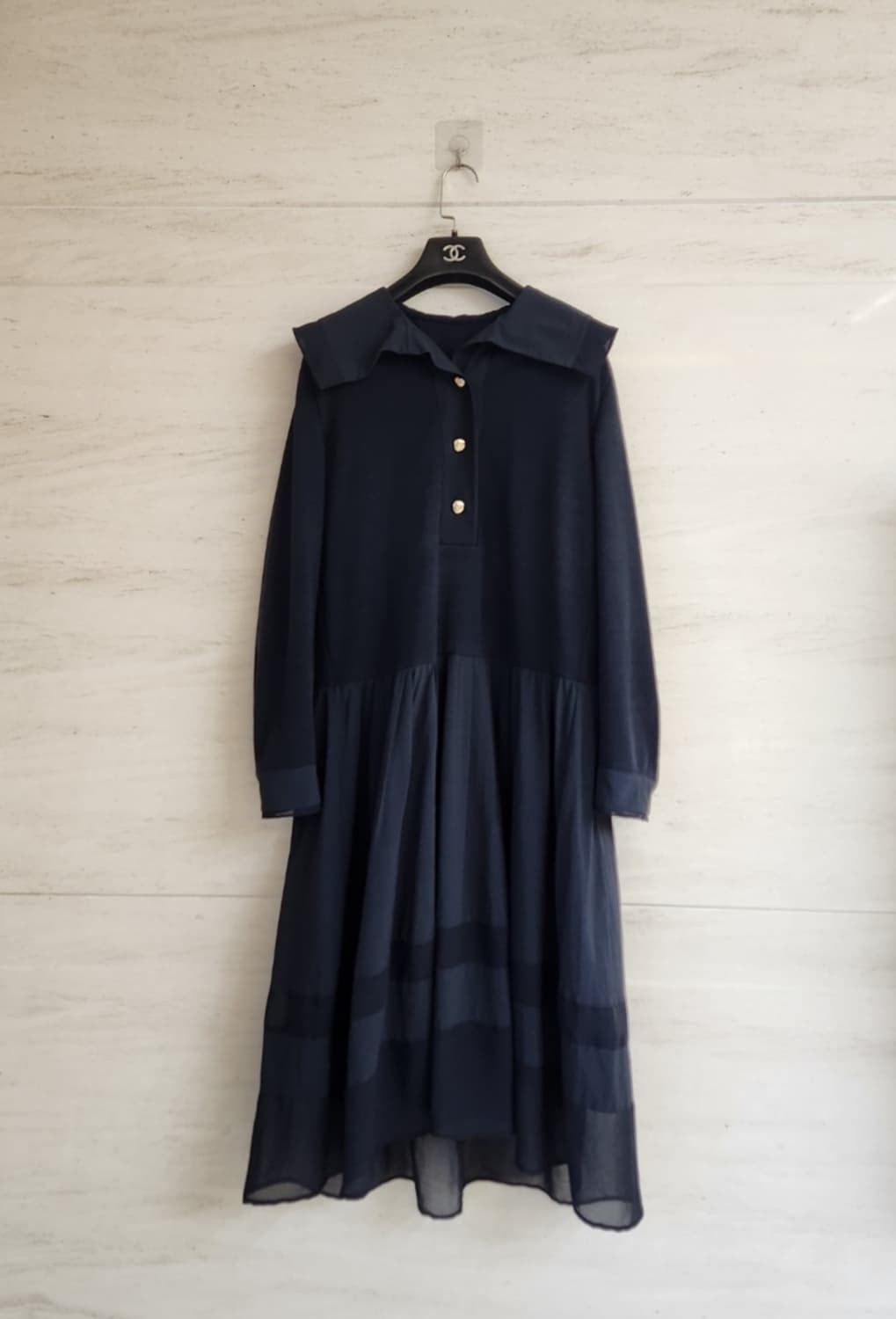 SJSJ 벨티드 세일러 셔링 원피스 55사이즈 상품이미지7