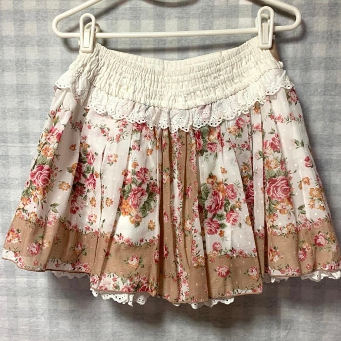 리즈리사 라떼갸루 대장 큐롯 플라워 베이지 모리 리본 스커트 상품이미지2