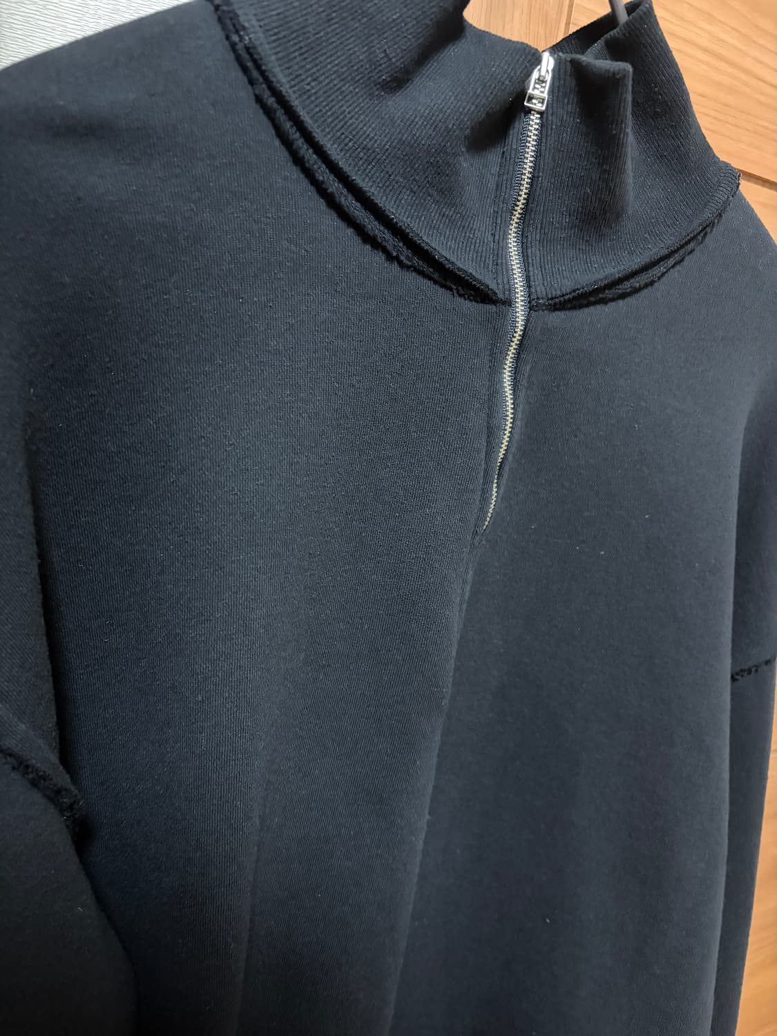 유스 컷오프 하프집업 스웨트셔츠 블랙 L 상품이미지3