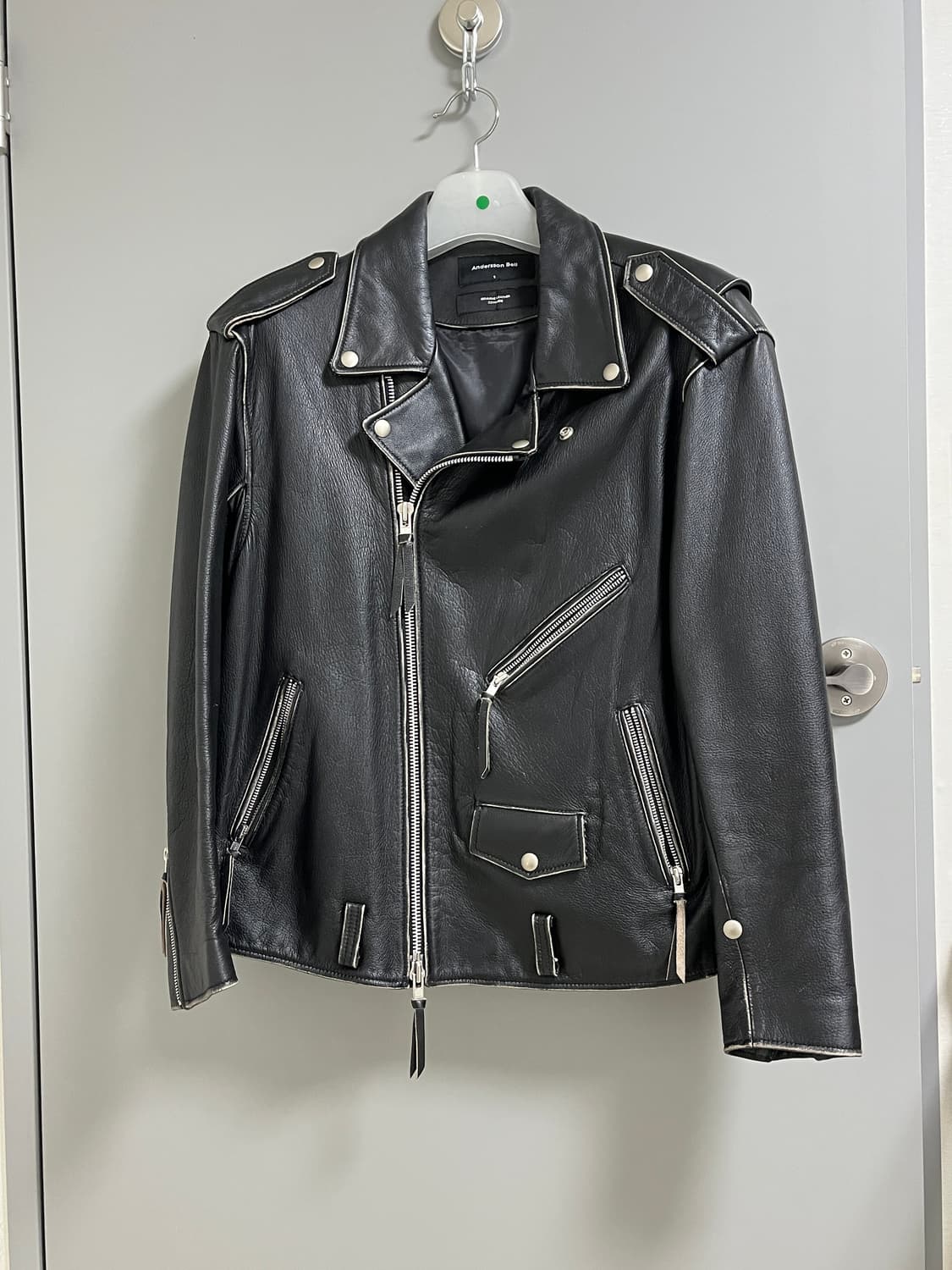앤더슨벨 블랙 레더 라이더 자켓 상품이미지1