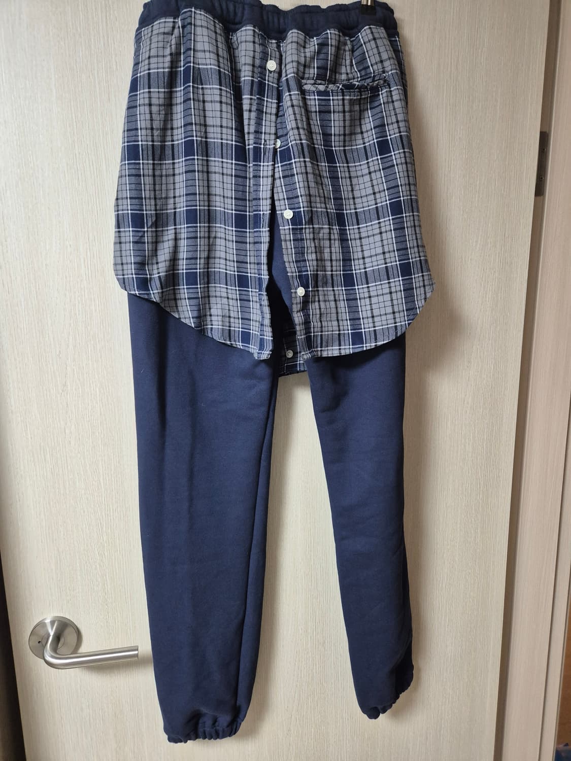 (새제품) 노앙 체크 패턴 셔츠 레이어드 조거팬츠 M 상품이미지5