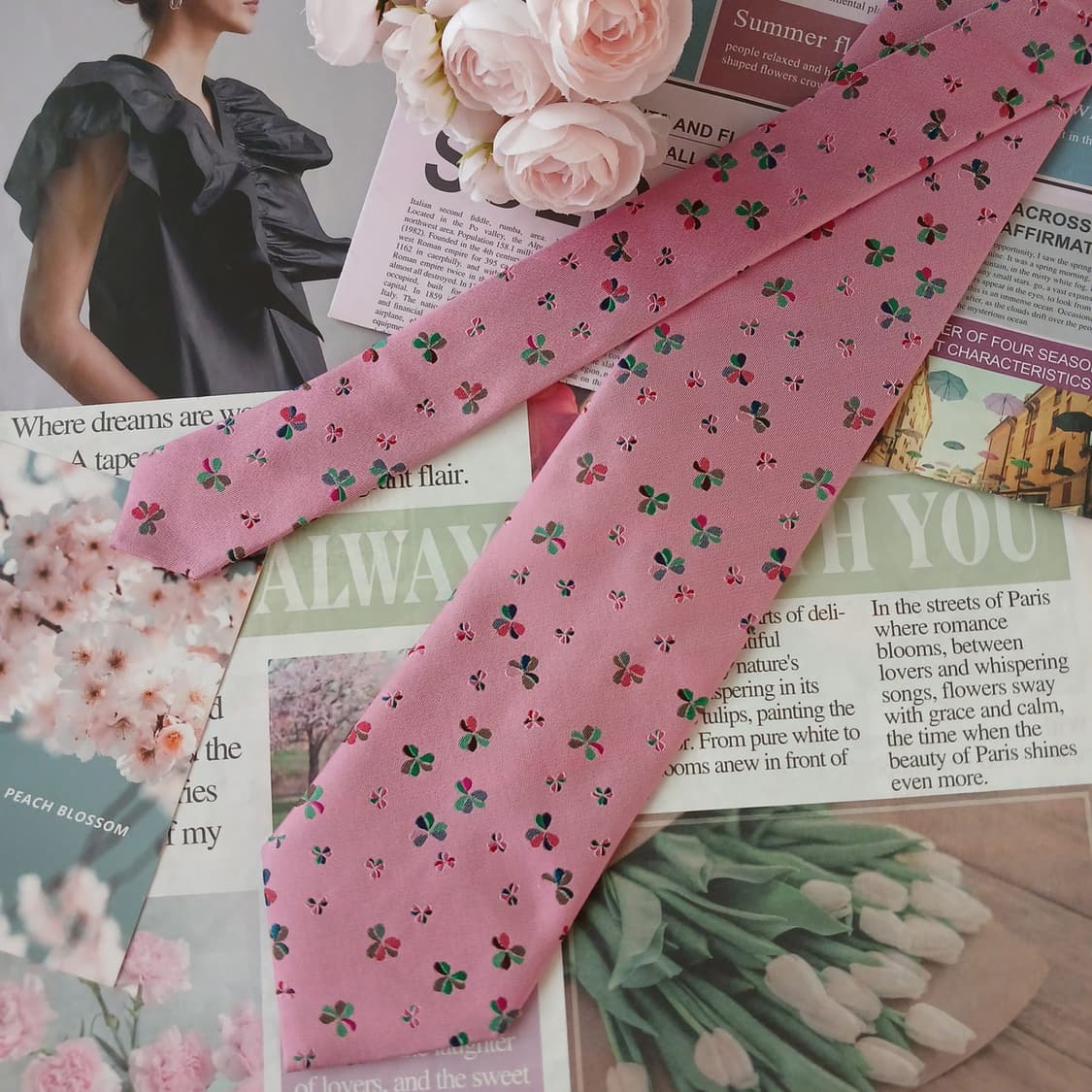 타이요 실크 핑크 패턴 넥타이 9cm 새제품 A19344
 상품이미지2