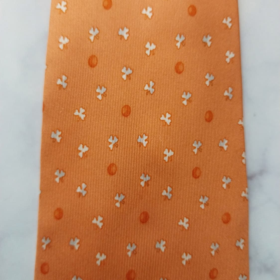 살바토레 페라가모 실크 오렌지 패턴 넥타이 9.6cm A등급 K2025 상품이미지8